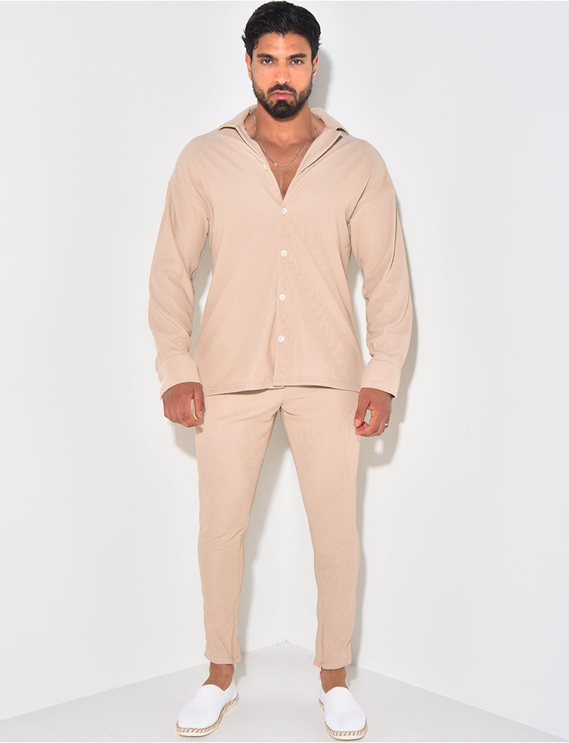 Ensemble pantalon et chemise texturé
