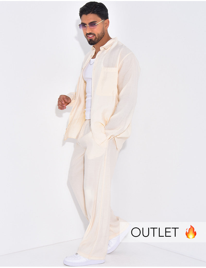 Ensemble pantalon et chemise uni