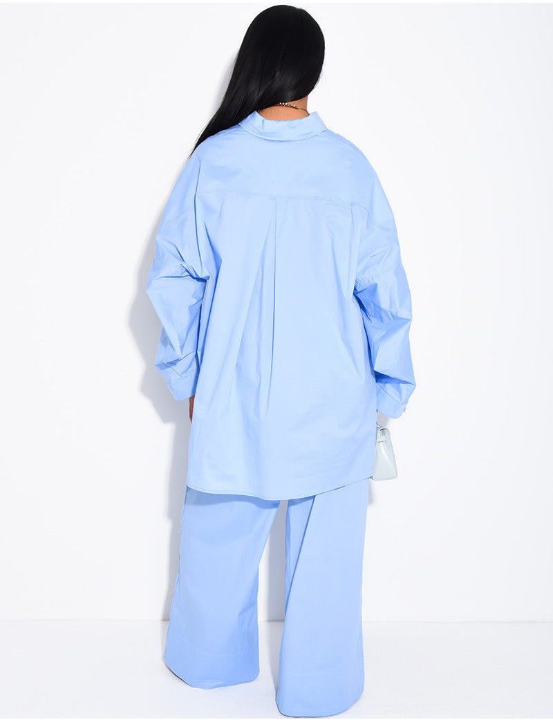 Ensemble chemise oversize et pantalon droit en coton