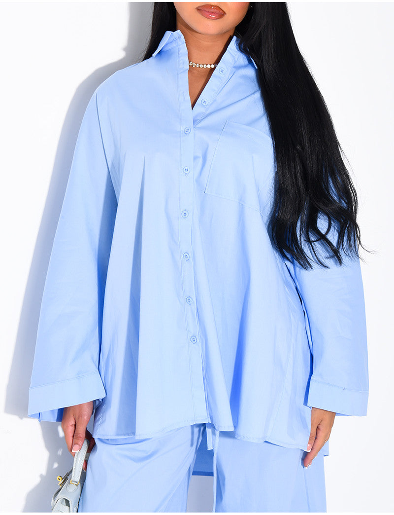 Ensemble chemise oversize et pantalon droit en coton