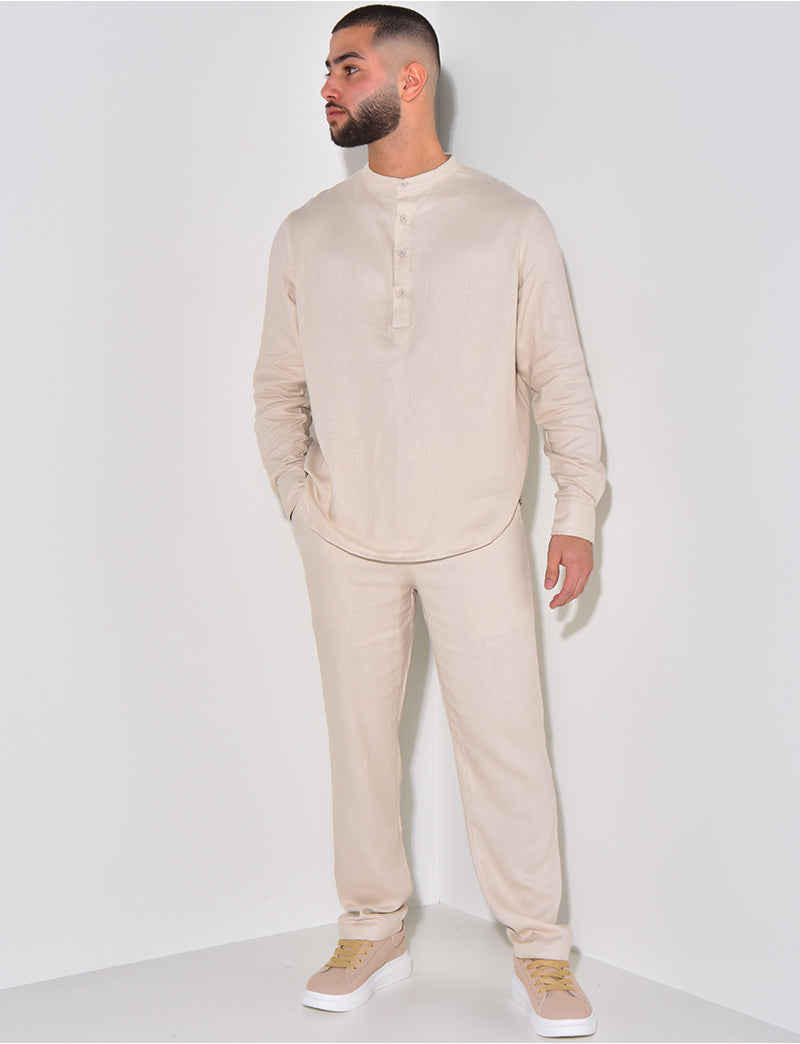 Ensemble pantalon et polo à col tunisien