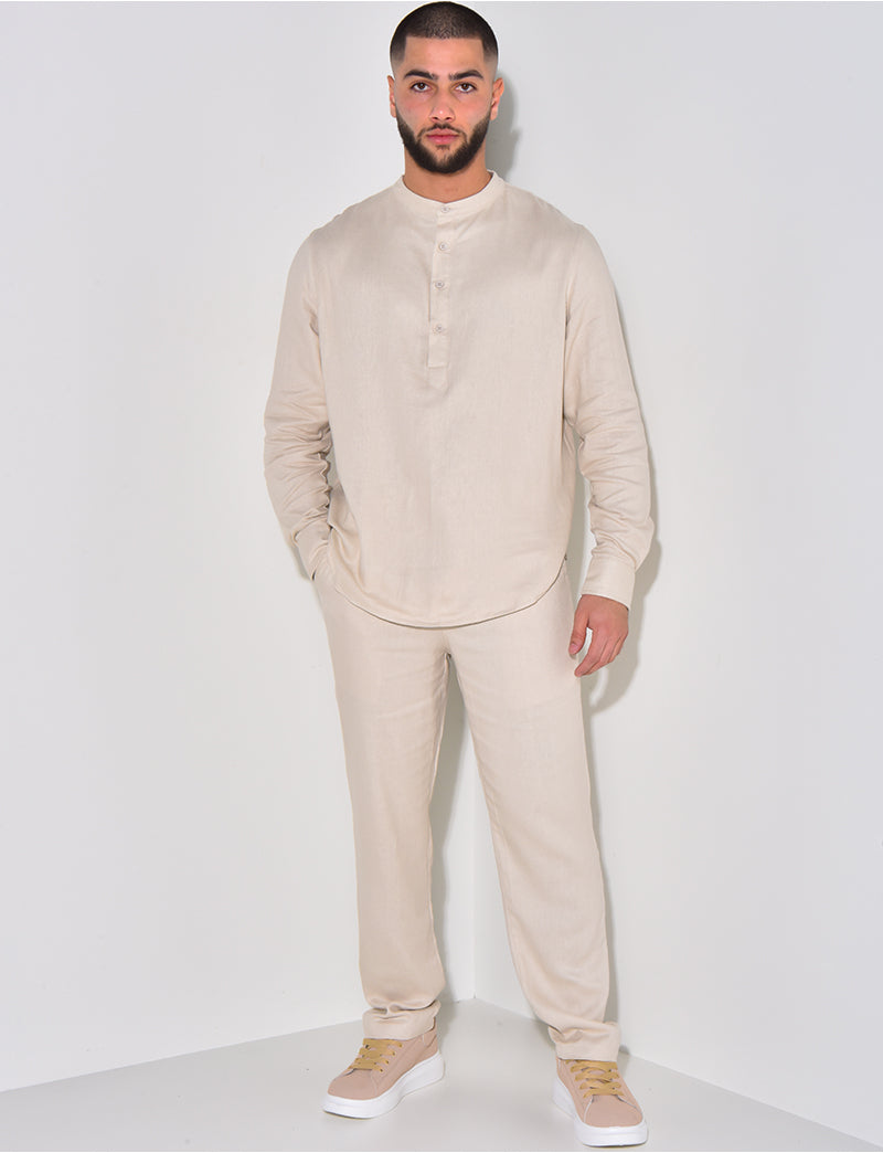 Ensemble pantalon et polo à col tunisien