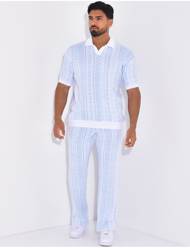 Ensemble pantalon et polo à motifs