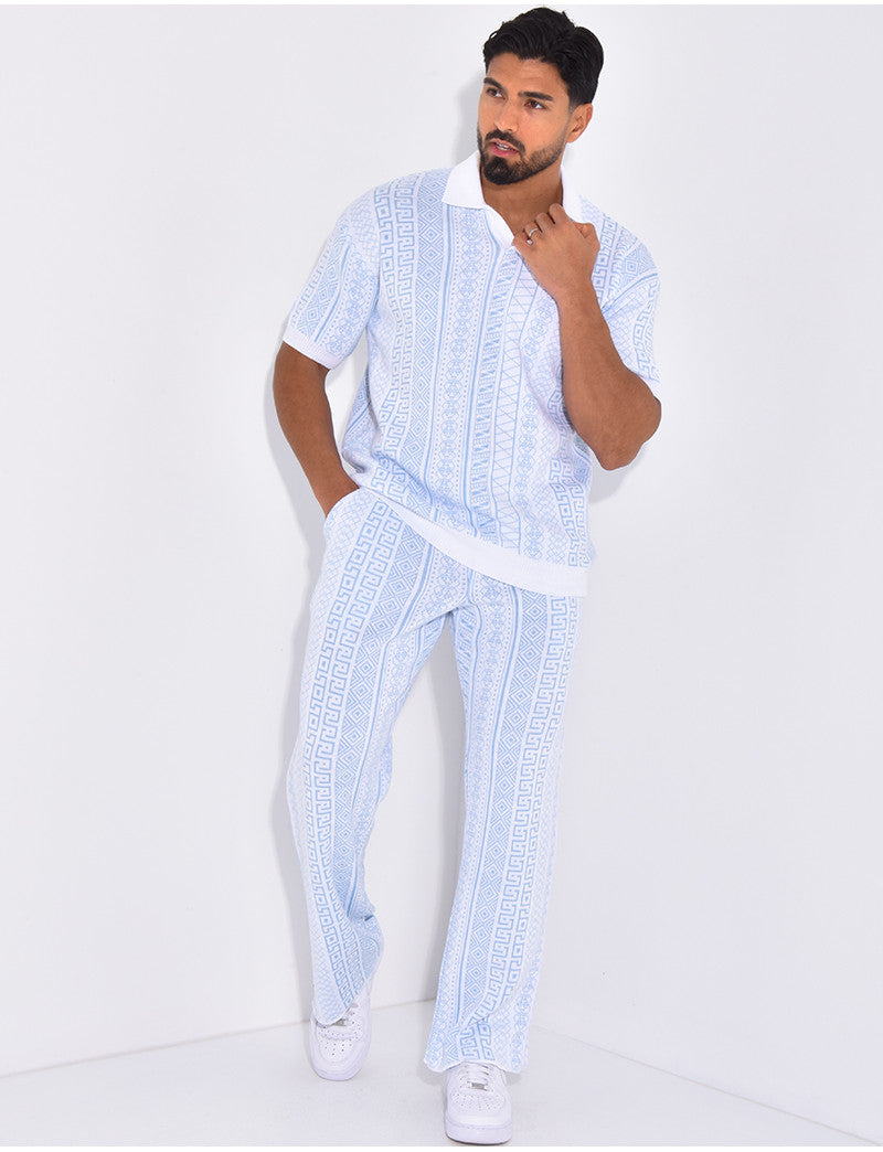 Ensemble pantalon et polo à motifs