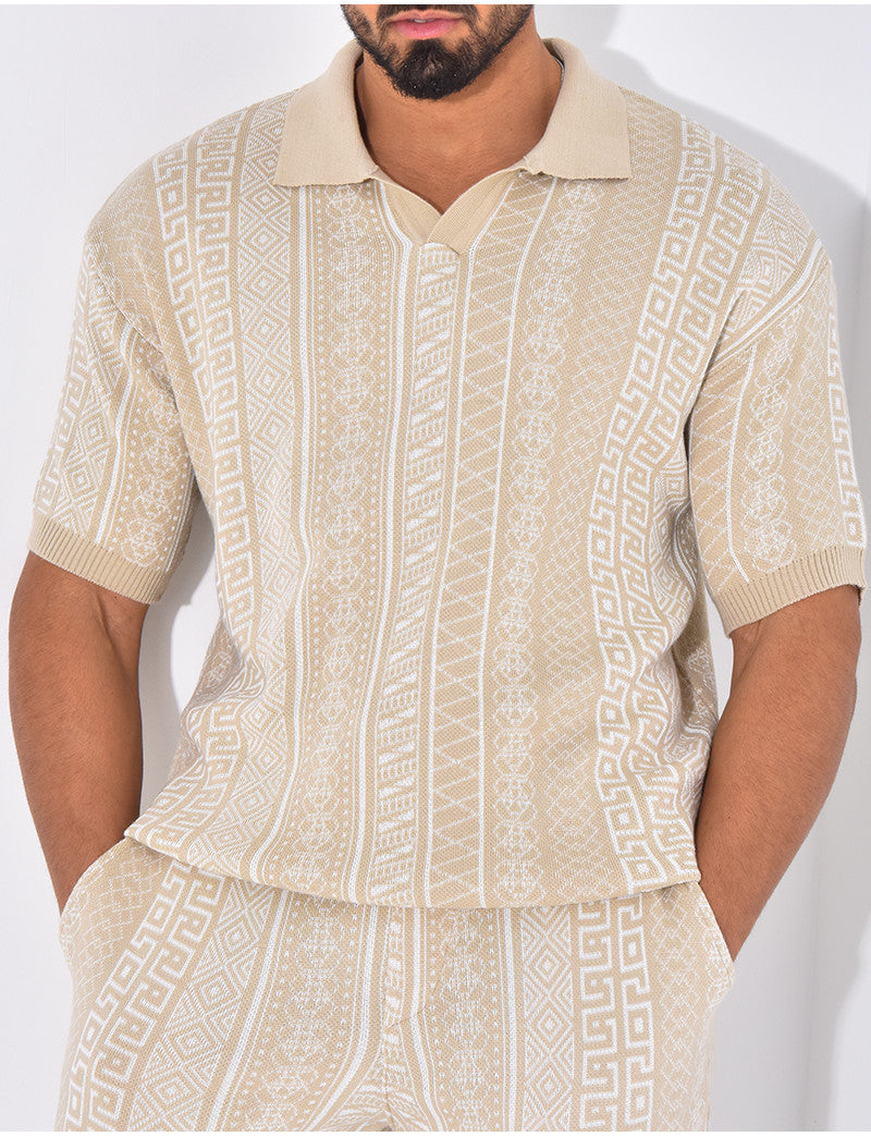 Ensemble pantalon et polo à motifs