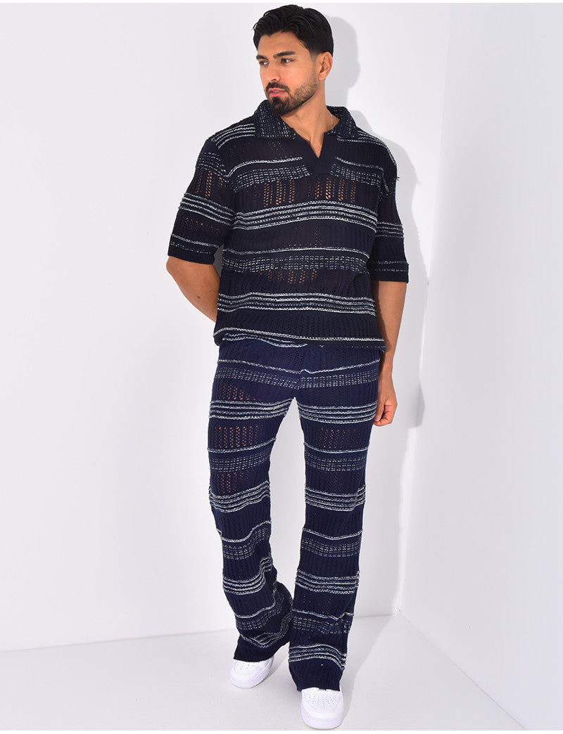Ensemble pantalon et polo ajouré