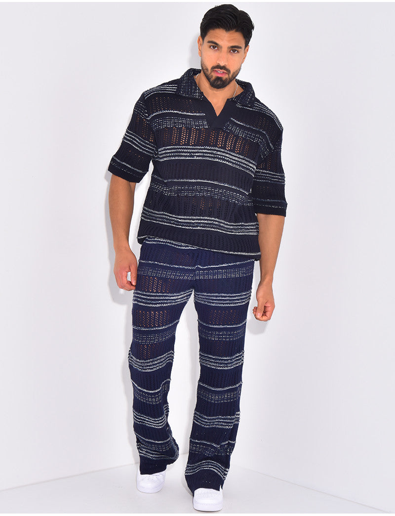 Ensemble pantalon et polo ajouré