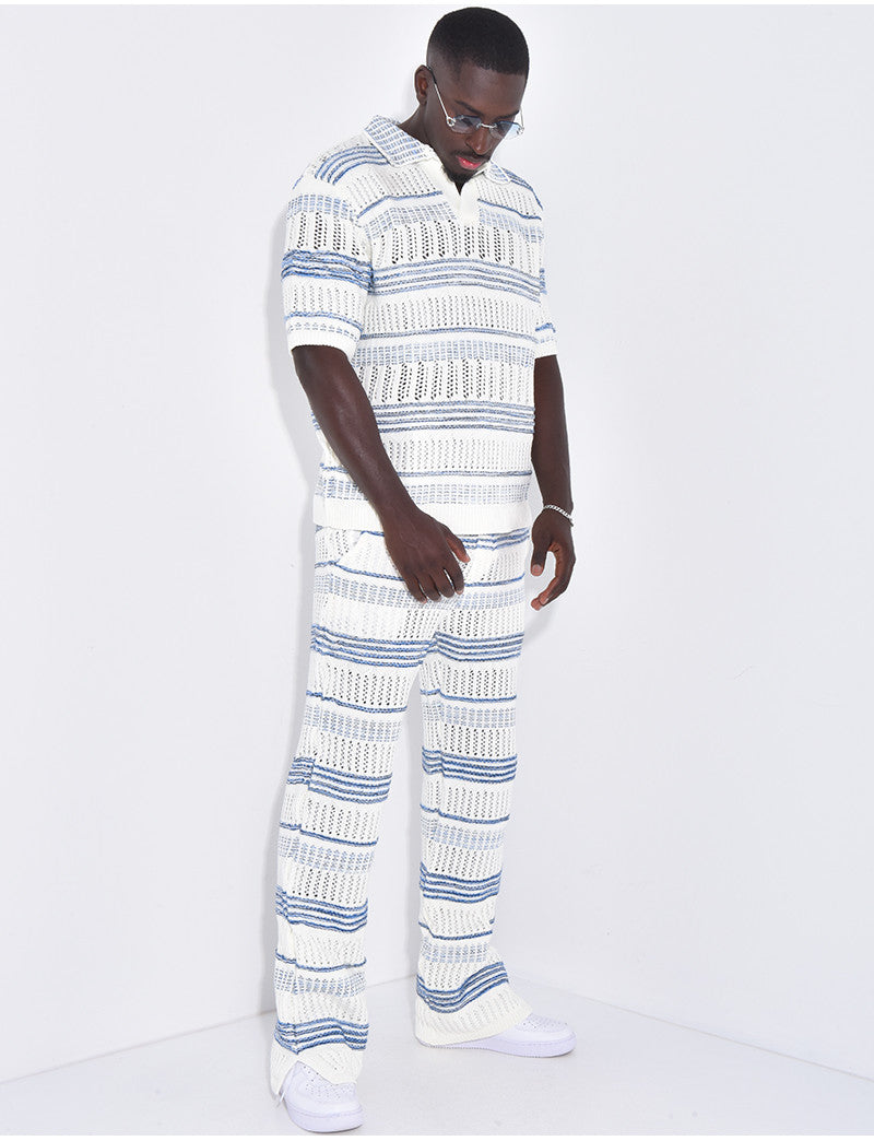 Ensemble pantalon et polo ajouré