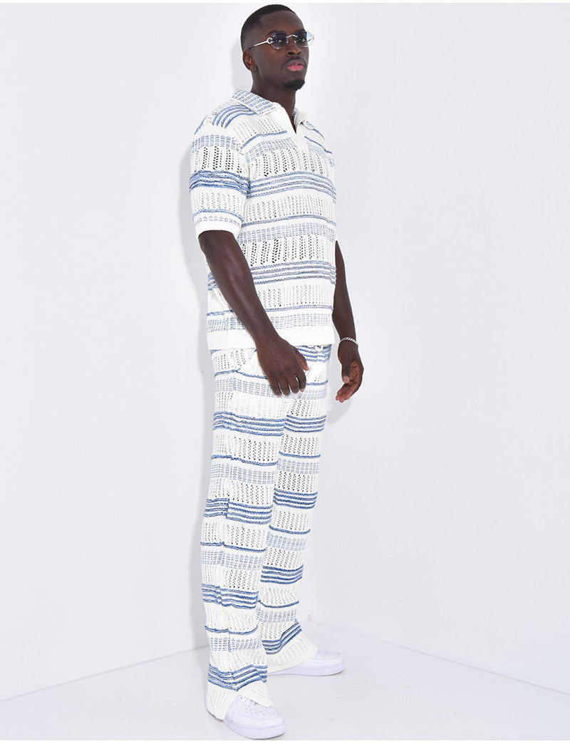 Ensemble pantalon et polo ajouré