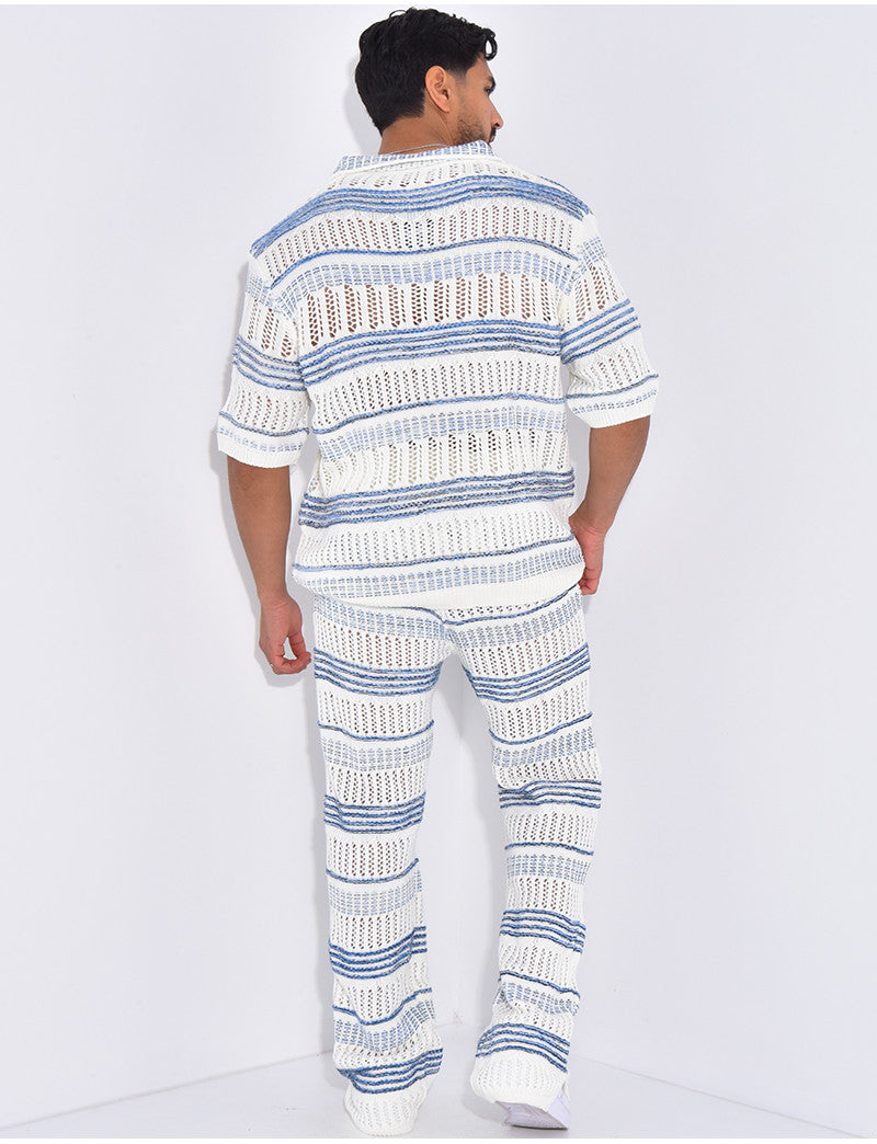 Ensemble pantalon et polo ajouré