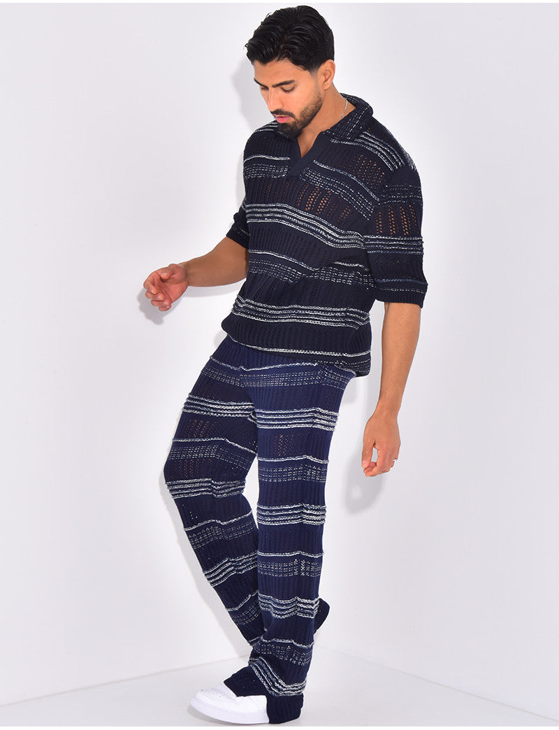 Ensemble pantalon et polo ajouré