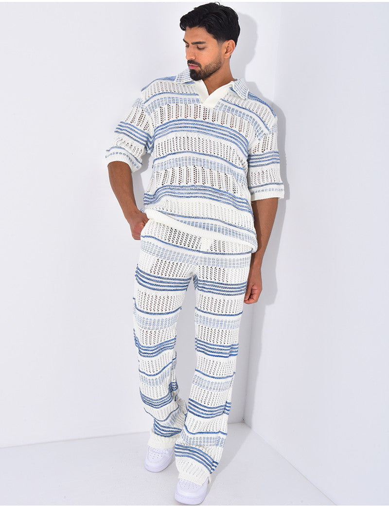 Ensemble pantalon et polo ajouré