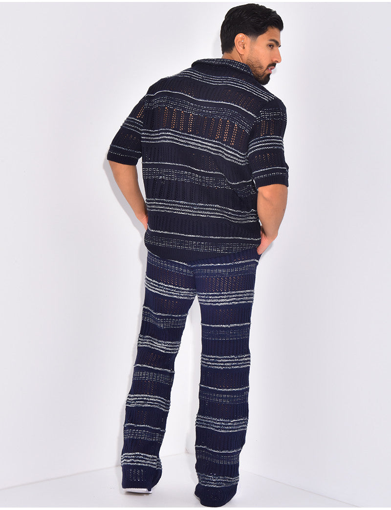Ensemble pantalon et polo ajouré