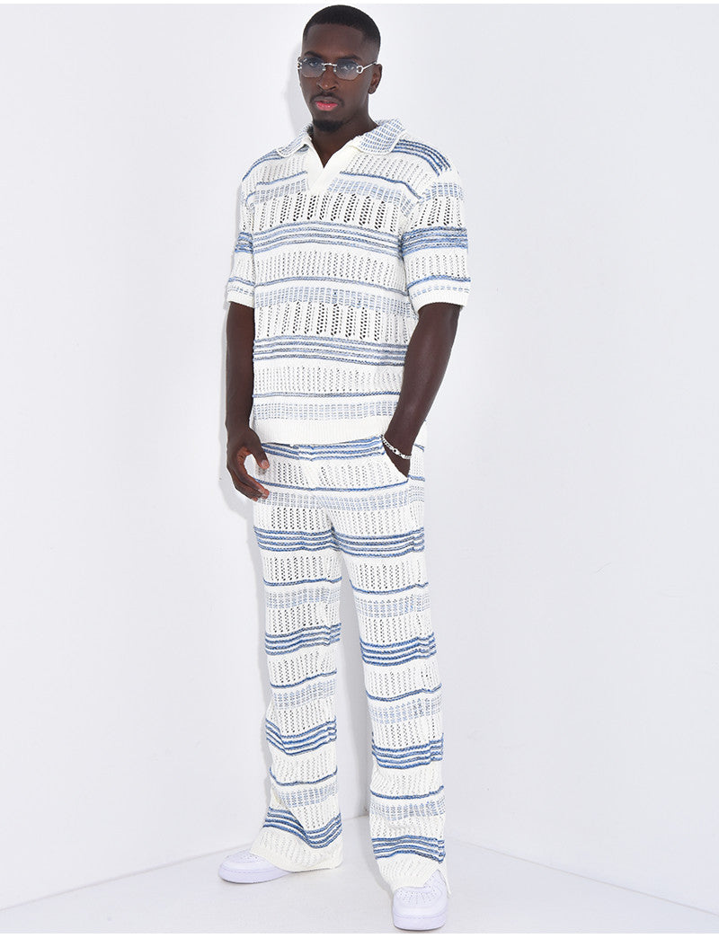 Ensemble pantalon et polo ajouré