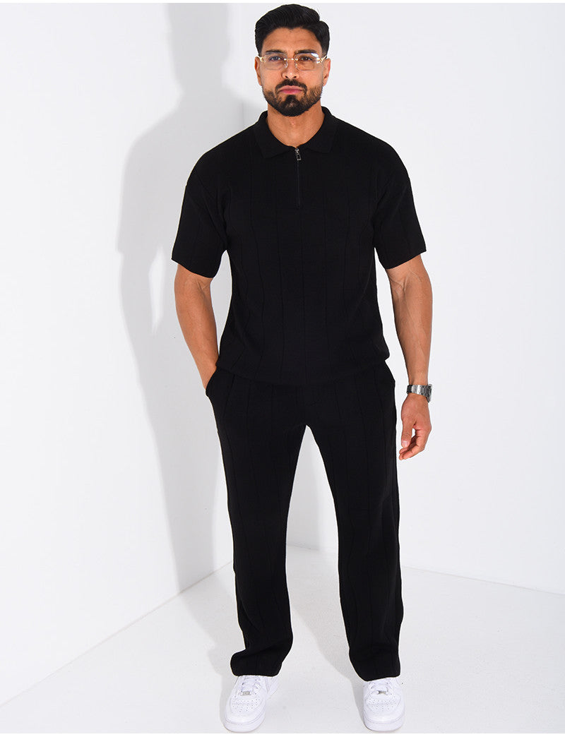 Ensemble pantalon et polo zippé