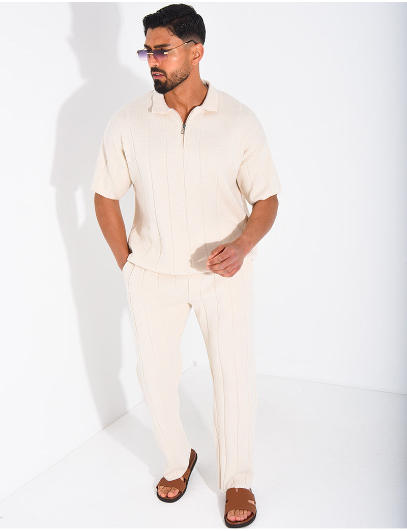 Ensemble pantalon et polo zippé