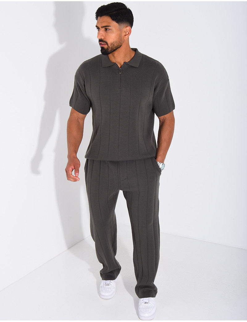 Ensemble pantalon et polo zippé