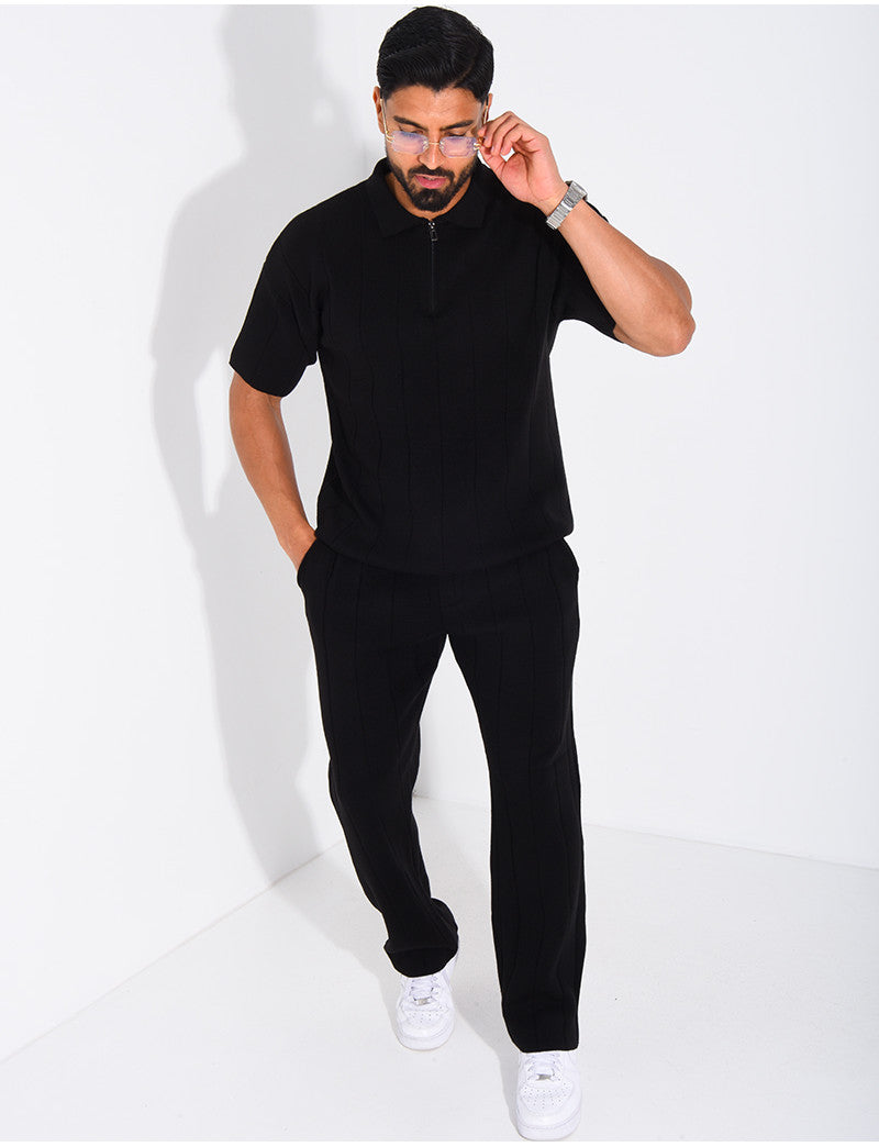 Ensemble pantalon et polo zippé