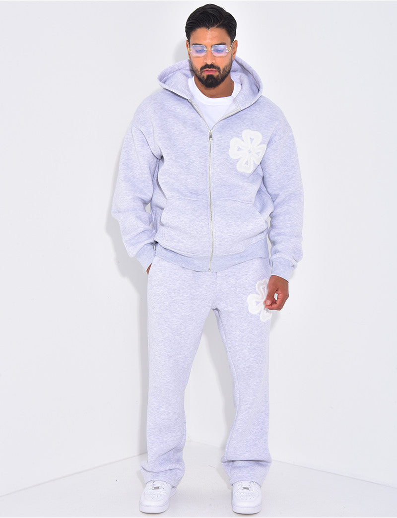 Ensemble pantalon et sweat zippé à motifs