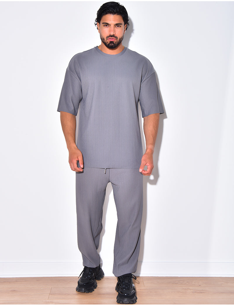 Ensemble pantalon et t-shirt côtelé