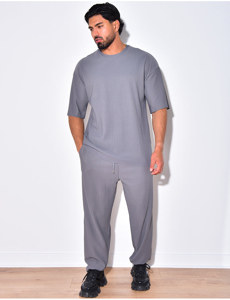 Ensemble pantalon et t-shirt côtelé