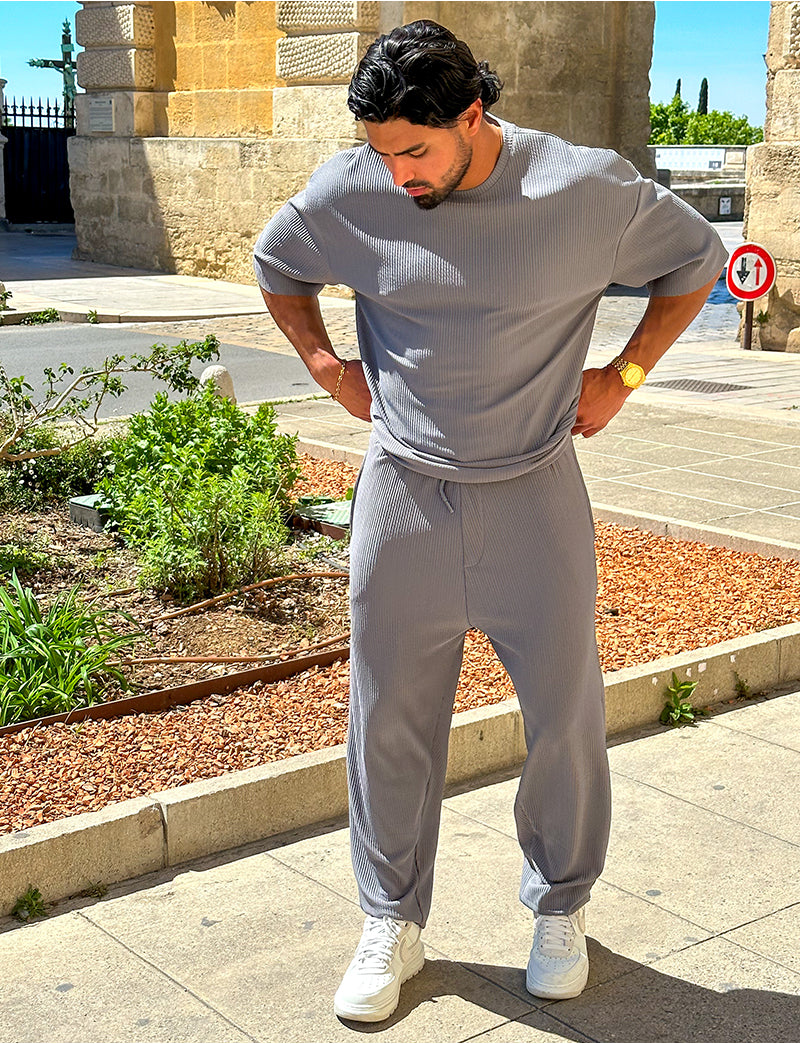 Ensemble pantalon et t-shirt côtelé