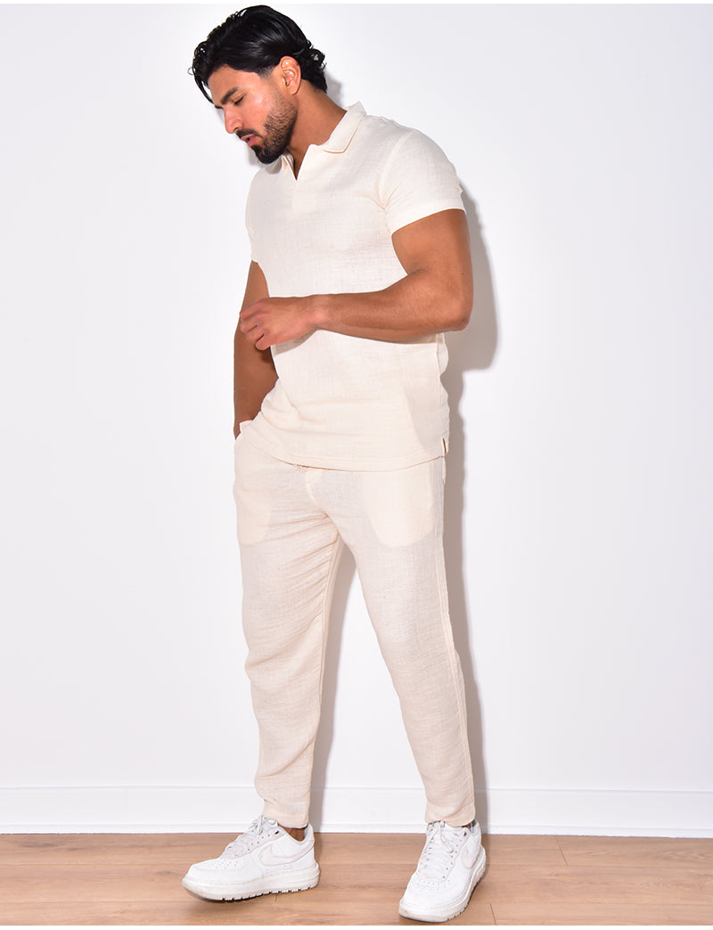 Ensemble pantalon et t-shirt en lin
