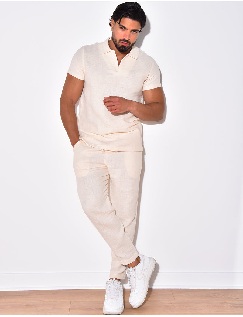 Ensemble pantalon et t-shirt en lin