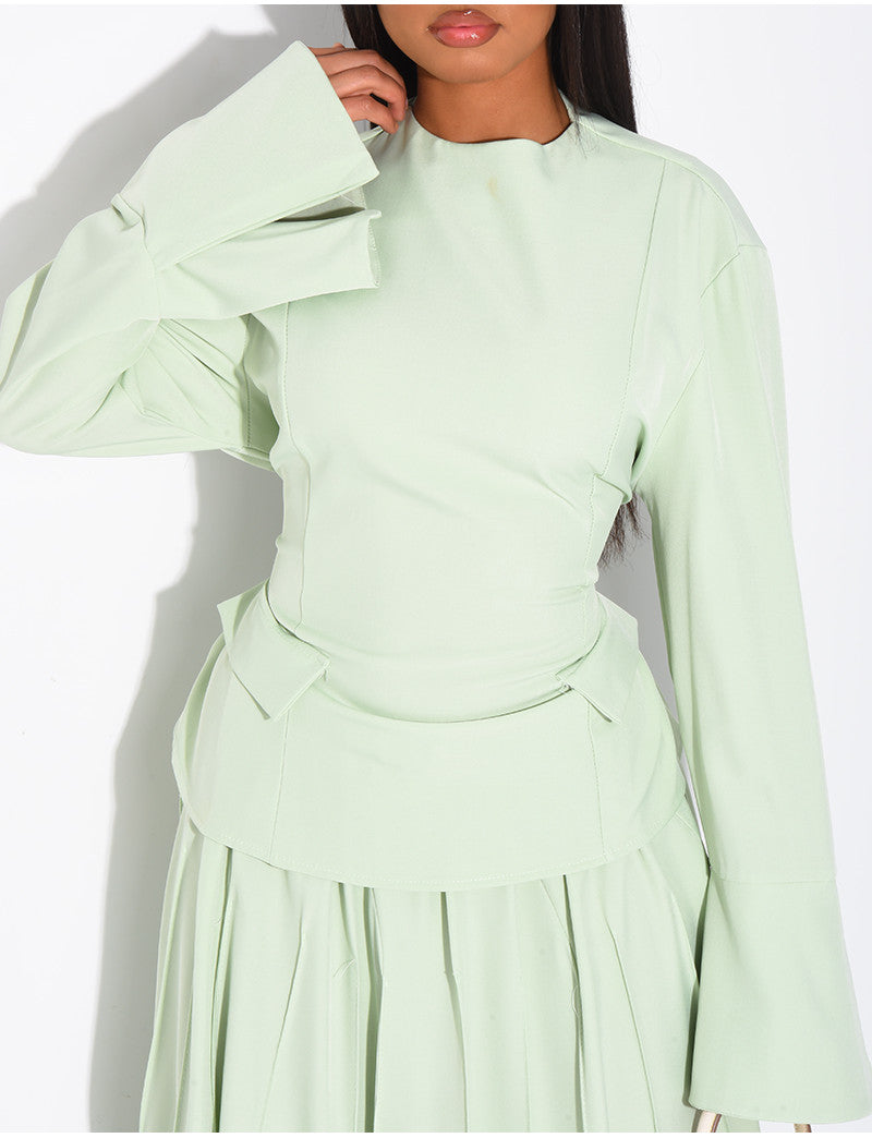 Ensemble top à poches à nouer et jupe ample
