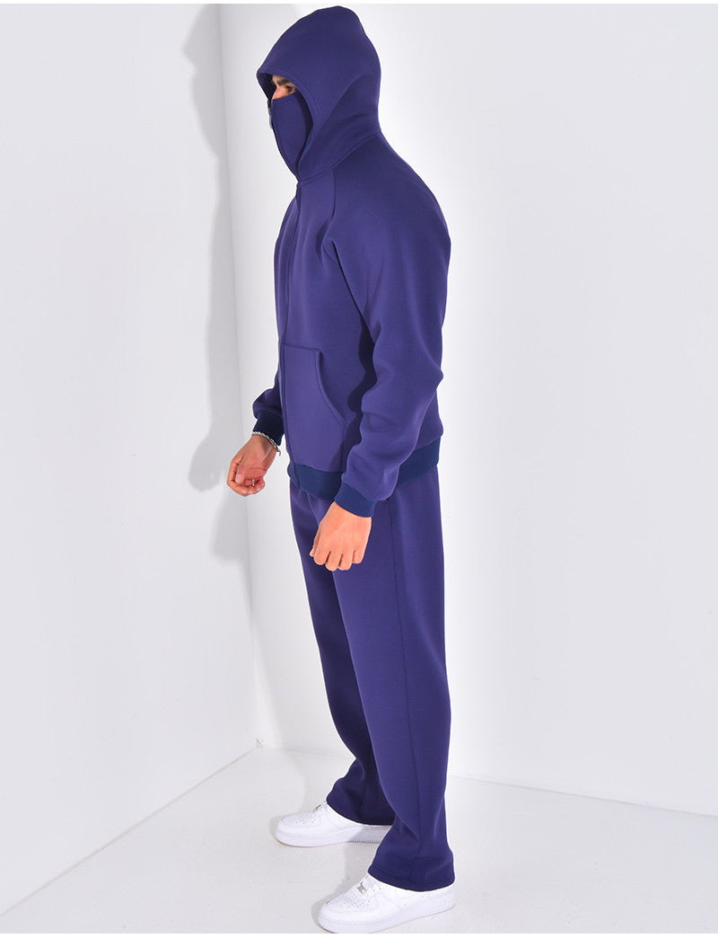 Ensemble pantalon et veste à capuche avec col