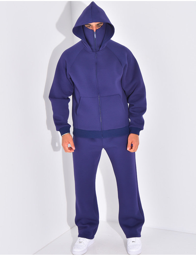 Ensemble pantalon et veste à capuche avec col