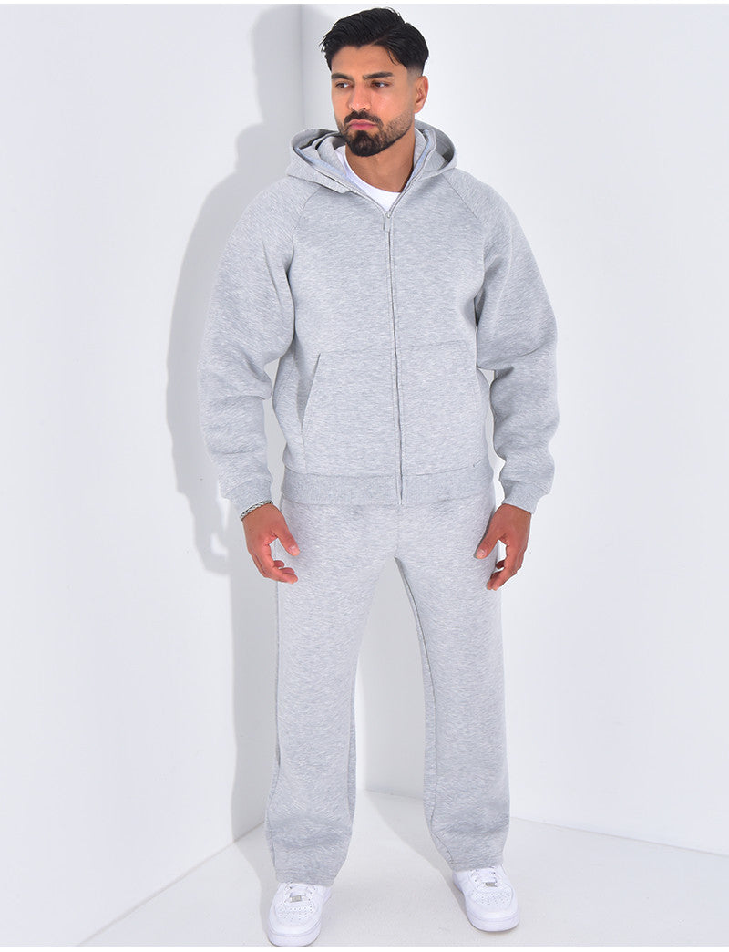 Ensemble pantalon et veste à capuche avec col