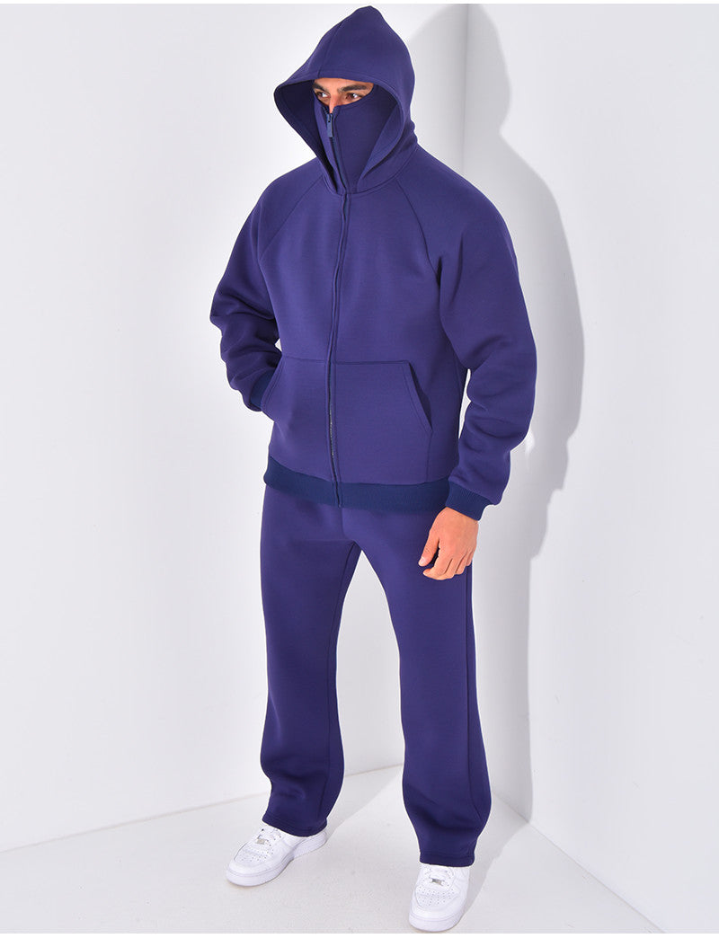 Ensemble pantalon et veste à capuche avec col