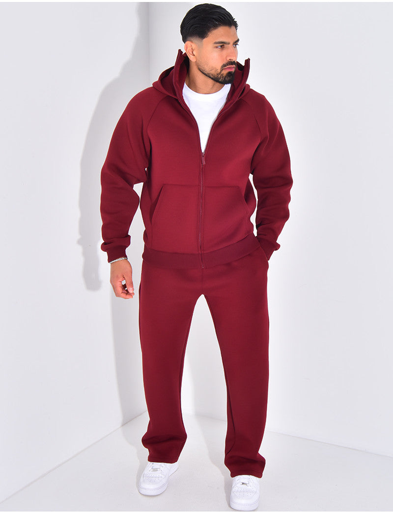 Ensemble pantalon et veste à capuche avec col