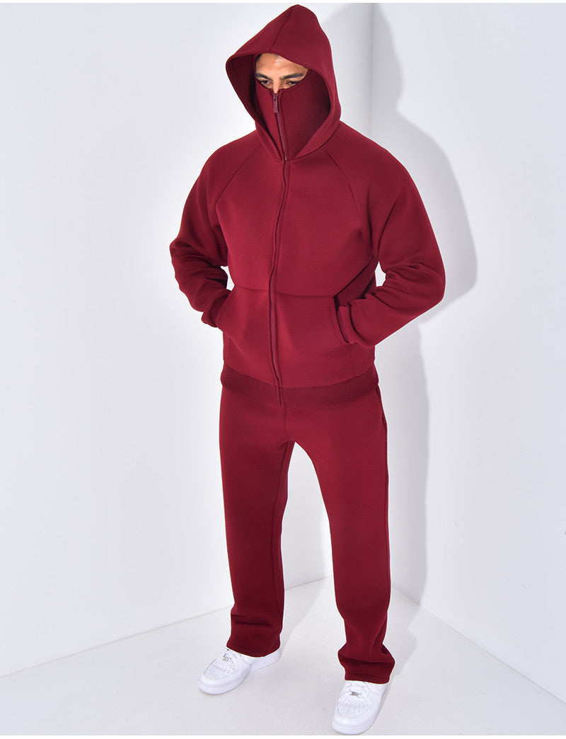 Ensemble pantalon et veste à capuche avec col