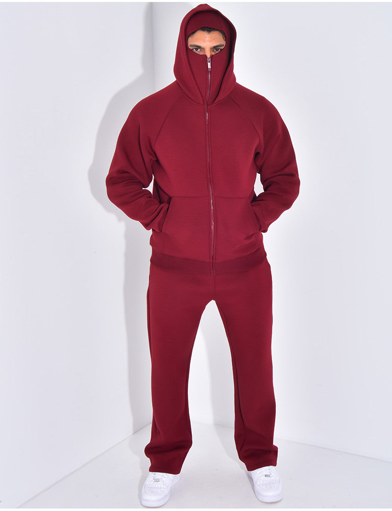 Ensemble pantalon et veste à capuche avec col