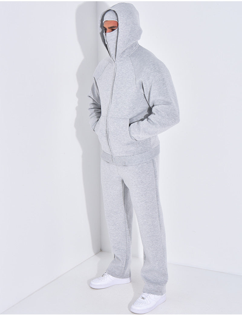 Ensemble pantalon et veste à capuche avec col