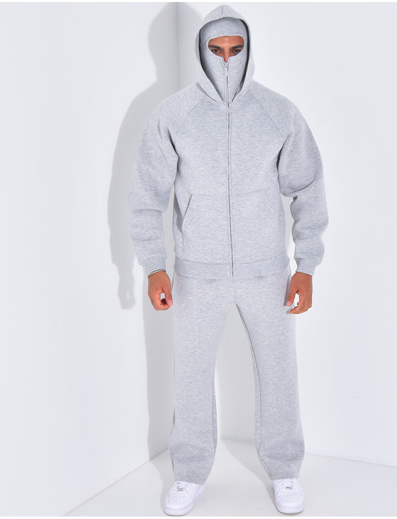 Ensemble pantalon et veste à capuche avec col