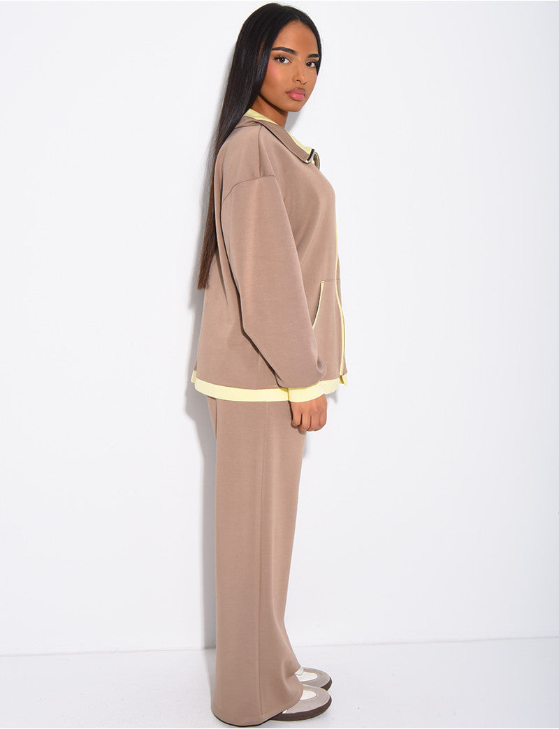 Ensemble veste et pantalon à bordures contrastantes