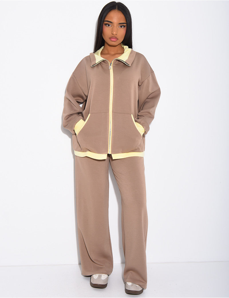 Ensemble veste et pantalon à bordures contrastantes