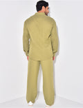 Ensemble pantalon large et chemise en coton