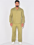 Ensemble pantalon large et chemise en coton