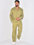 Ensemble pantalon large et chemise en coton
