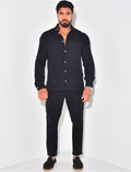 Ensemble pantalon resserré et chemise en coton