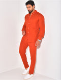 Ensemble pantalon resserré et chemise en coton