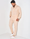 Ensemble pantalon resserré et chemise en coton
