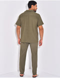 Ensemble plissé pantalon et chemise manches courtes