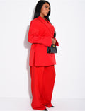 Ensemble premium blazer oversize à fentes et pantalon de tailleur droit