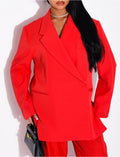 Ensemble premium blazer oversize à fentes et pantalon de tailleur droit