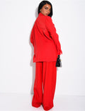 Ensemble premium blazer oversize à fentes et pantalon de tailleur droit